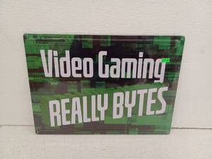 lot 25877 image: Video Gaming Really Bytes Metal Wall Sign, Approximately 16.75 W x 12 H