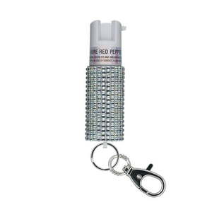 lot 25902 image: SABRE Pepper Spray with Snap Clip  Jeweled Monochromatic Design  Silver