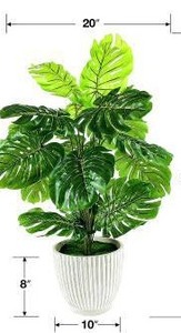 lot 25921 image: 34-inch Artificial Monstera Plant with Ceramic Planter