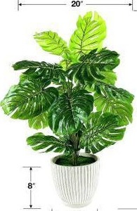 lot 25928 image: 34-inch Artificial Monstera Plant with Ceramic Planter
