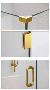 lot 25947 image: Gold Frameless Corner Shower Hardware Kit 47W x 38D x 78H