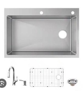 Glacier Bay Dolancourt Tight Radius 33 in. Drop-In Single Bowl 18 Gauge Stainless Steel Kitchen Sink
