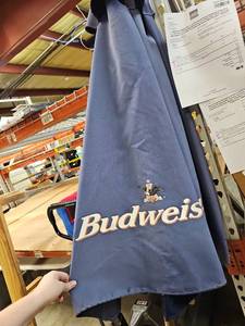 lot 18903 image: vintage Budweiser branded patio umbrella