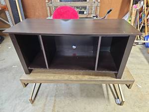 lot 18905 image: brown wooden TV stand