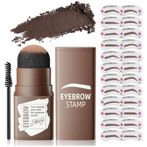 lot 18931 image: Eyebrow Stamp Stencil Kit - Eye Brow Stencil Kit for Beginners, Brow Stencil and Stamp Kit Long-lasting, Smudge-Proof & Waterproof, 24 Reusable Eyebrow Shapes Stencils for Perfect Brow (Black Brown) (2 Pack)