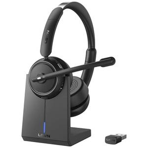 lot 18958 image: Wireless Headset with Mic for Work, Bluetooth Headset with Microphone (Noise Cancelling & Mute Button), Wireless Headphones with Mic for Work from HomeOfficePCCall CenterComputerLaptopTeamsZoom