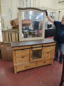 lot 59016 image: rustic farmhouse-style dresser - Moonlit Barn - Retail $0