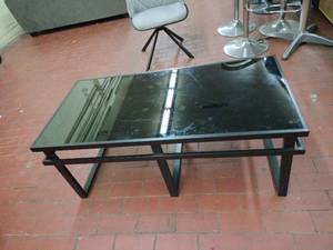 lot 59023 image: Black Glass Top Coffee Table with Metal Frame - Retail $75
