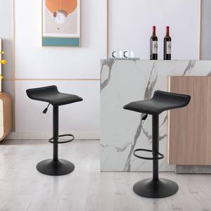 lot 59031 image: Vogue Furniture Direct Adjustable Bar Stools, Modern Swivel PU Leather Airlift Barstools, Backless Kitchen Counter Height Bar Chair for Dining Room (Black, Black Base) - Retail $90