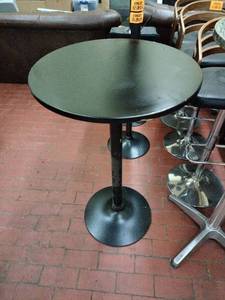 lot 59033 image: black round pedestal bar-height bistro Table - Retail $0