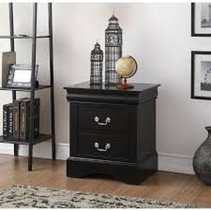 lot 58985 image: Louis Philippe 2 Drawer Nightstand - Black - Retail $0