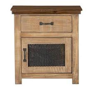 lot 59017 image: Wind Creek Wooden Nightstand with Mesh Door Panel - Retail $75