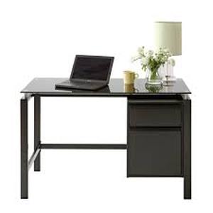 lot 59019 image: Saudwr Realspace Lake Point 46inW Writing Desk, Black MPN408916 - Retail $0