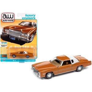 lot 20319 image: Autoworld 64312-AWSP070A 3 in. Orange Metallic with White Roof Back Section Luxury Cruisers Limited Edition to Worldwide 1 by 64 Diecast Model Car for 1975 Cadillac Eldorado Mandarin - 12920 Piece - Retail $17