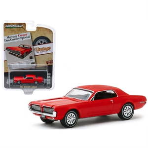 lot 20350 image: 1967 Mercury Cougar Red  Mercury Cougar Dan Gurney Special   Vintage Ad Cars  Series 2 164 Diecast Model Car by Greenlight - Retail $53