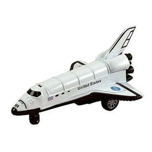 lot 20400 image: Die Cast Metal 5 White Space Shuttle W Pull Back Action By Kinsfun - 12 Ct - Retail $62