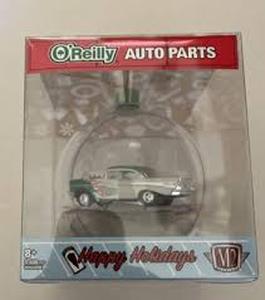 lot 20318 image: 2022 M2 Machines Oreilly Exclusive Christmas Ornament 1957 Chevrolet VHTF - Retail $0