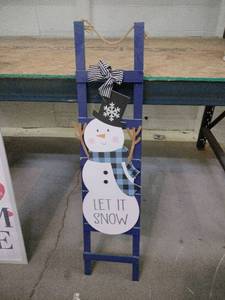 lot 20447 image: Decorative Winter Ladder with Snowman
