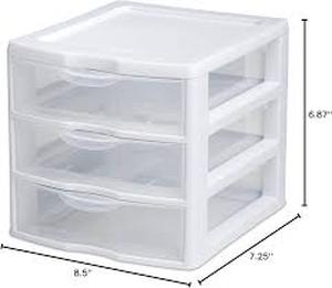 lot 20440 image: Sterilite Small Plastic 3 Drawer Storage Unit