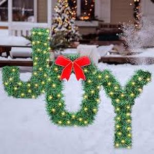 lot 20487 image: Kasyat 3 Pcs Joy Christmas Outdoor Decoration, Giant Light up Yard Sign 18.5 Inch Tall Green Letter J O Y Display Set with Bracket for Xmas Lawn Garden Home Party Decor