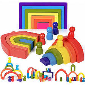 lot 20492 image: Atoylink Wooden Rainbow Stacker 24 Piece Set