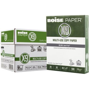 Boise X-9 Multi-Use Copy Paper  8.5  x 11  Letter  92 Bright White  20 lb.  2500 Sheets Per Carton