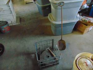 lot 3768 image: Metal Milk Carrier - Long Handled Ash Coal Shovel
