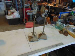lot 3825 image: Pair of Metal Based Lamps - Finials are there - No Shades
