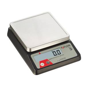 lot 9818 image: Taylor Compact Digital Portion Control Scale, Food Scale for Precise Weight Measuring and Portion Control, Tare and Hold Function, NSF, 32OZ, Stainless Steel Platform