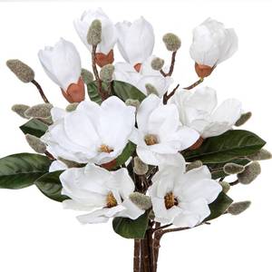 lot 1060 image: DILATATA Magnolia Artificial Flowers Stems 17.7 Real Touch Branch for Office Vase Table Centerpiece - Home Decor Fake Flowers Beige White - 5pcs