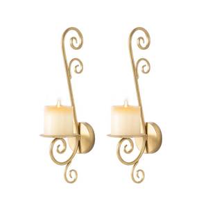 lot 1063 image: Hentonwell Gold Candle Sconces,Wall Mount Candle Holder,Vintage Metal Sconces for Home Decor-Set of 2.