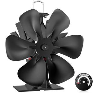 lot 1080 image: HIDALIFE Large Wood Stove Fan with Therometer, 6 Blades Heat Powered Fireplace Burner Fan with 50% More Hot Airflow, Silent Operation,Circulation for WoodLog BurnerPellet Stove