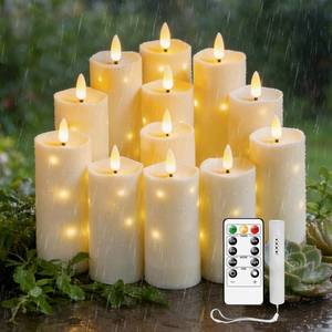 lot 1092 image: Nimiko Flame-Free Waterproof Candles Battery-Powered Candles with Remote Control Timer 12-Pack Ivory Color Suitable for Home Decoration and Outdoor Decoration
