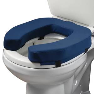 lot 1102 image: Lunderg Padded Toilet Seat Riser for Seniors - Adds 2 inches. Universal Fit - FIRM Raised Toilet Seat Cushion with High-Density Foam for Enhanced Comfort & Elevation. Post-Surgery Must have (Blue)