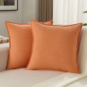 lot 2233 image: FUTEI Orange Chenille Throw Pillow Covers 18x18 Inch Set of 2,Edges Double-Stitched Cushion Cases,Modern Home Decor for Couch Living Room