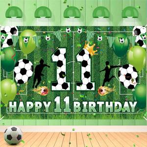 lot 2248 image: Soccer 11th Birthday Party Decorations Soccer Happy 11th Birthday Banner for Boys Teens Large Sport Themed Birthday Banner for Soccer Football 11th Birthday Anniversary Party