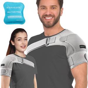 lot 2272 image: KONSEDIK Compression Recovery Shoulder Brace Immobilizer for Torn Rotator Cuff,AC Joint Pain Relief,Dislocation,Arm Stability,Injuries,Tears,Adjustable Fit Supports for Men&Women (Gray, Small)