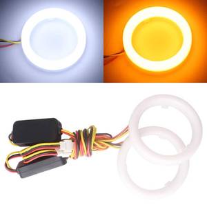 lot 2278 image: Qasim 1-Pair 60MM WhiteAmber Switchback 72SMD 4014 LED Halo Ring Angel Eyes Led Lights 12V