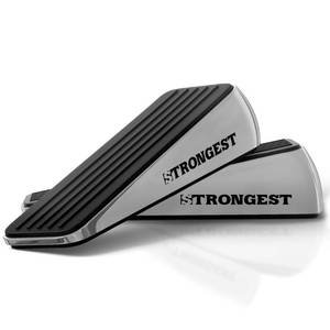 lot 2306 image: Strongest Home Heavy Duty Door Stopper Wedge (2 Chrome PCs)  Non-Slip Rubber and Metal Door Stop for Heavy Doors  Work on Wood, Tile, Carpet  2 White Wall Protectors
