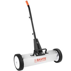 lot 3571 image: E BAVITE 45Lbs Nail Magnetic Sweeper,17 Inches Heavy Duty Telescopic Magnet Broom Large Rolling Nail Finder Magnet Tools with Wheels Cleanup and Long Adjustable Handle for Yard