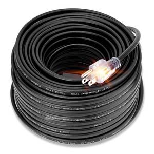 lot 3584 image: 100FT Roof & Gutter Heat Cable, 8WFT Heat Tape for Roof and Gutters with 45PCS Clips & Spacers, Self Regulating Ice Dam Heating Cable, Snow De-Icing Kit for Pipe Freeze Prevention, 120V, LED Plug