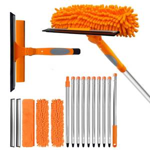 lot 3585 image: LILISPAI 152 Squeegee Window Cleaner 2 in 1 Rotatable Window Cleaning Tool Kit with Extension Pole, Window Washing Equipment with Bendable Head for IndoorOutdoor Window and Car Glass