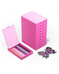 lot 4339 image: CATEARED 2-in-1 Diamond Art Trays With Lids,Anti-static Diamond Art Storage Containers, Diamond Art Accessories Diamond Painting Trays with Lids & Line-Up, Box Package (Pink, 10 piece Tray Kit)