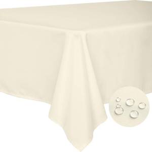 lot 4354 image: BYDOLL Table Cloth Beige 60x84 Inch Tablecloth for 6 Foot Rectangle Tables Outdoor Washable Wrinkle Free and Spillproof Polyester Tablecloth for Festival Camping Picnic Party Cover