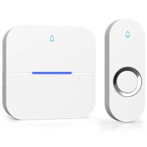lot 4361 image: AIDA Lighted Wireless Doorbell for Home, Waterproof Battery Doorbell Wireless 1,000ft Range, 5 Volume Levels with 58 Chimes & LED Flash on Receiver (White, 1 Button & 1 Receiver)
