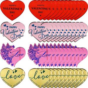 lot 4382 image: 40Pcs Happy Valentines Day Cupcake Topper, 4 Style Mirror Valentines Cake Topper Acrylic Cake Disc Red Rose Gold Engraved Heart Cake Picks for Valentines Day Decorations Party Supplies Gifts (Heart)