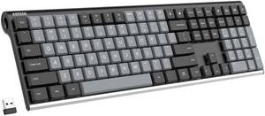 lot 4384 image: Arteck Mechanical 2.4G USB Wireless Performance Keyboard, Tacktile Quiet Brown Switches, Stainless Steel Low Profile for PCDesktopLaptopTV and Windows 1110 Built in Rechargeable Battery Black