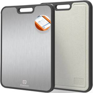 lot 4386 image: Easierr Extra Large Titanium Cutting Board for Kitchen with Juice Groove, Versatile for Chopping, Serving, Bread, Meat, Veggies, Pure Titanium and Wheat Straw PP, 17 x 12 inch