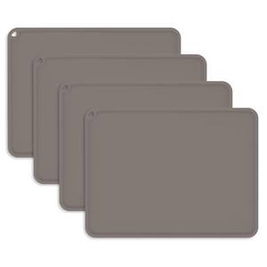 lot 4397 image: KVK Kids Silicone Placemat, KVK Baby Placemats for Kids Toddler Children Reusable Non-Slip Table Mats Baby Food Mats for Restaurant, 4 Pack, Gray