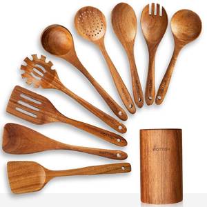 lot 5636 image: Wooden Spoons for Cooking,Wooden Cooking Utensil Set,10-Piece Wooden Kitchen Utensil Set with Wooden Spoons(A10)